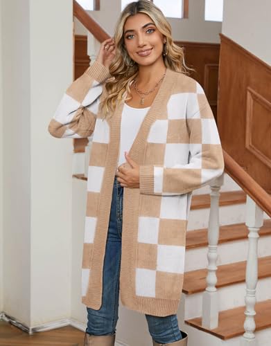 Image of Alsol Lamesa Women's Long Sleeve Cute Cardigan Sweaters V Neck Open Front Ribbed Knit Heart Sweater Coat