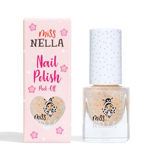 Miss Nella If The Shoe Fits - Smalto Oro Speciale con Glitter Bianchi per Bambini, Formula Atossica e Inodore, a Base d'Acqua per Facile Rimozione