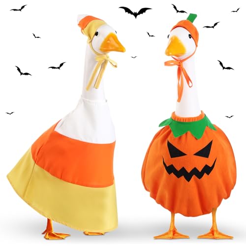 Silicherry 2 Set Halloween Goose Outfit Lawn Porch Goose Cloths Plastic Clothing Fall Halloween Outfit for 23 Inches Outdoor Patio Yard Lawn Art Decoration