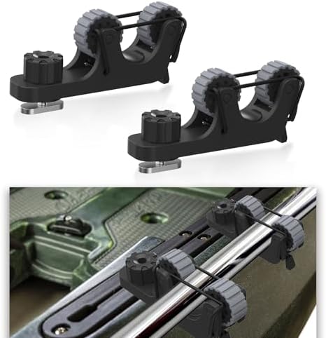 1006 2 PCS Adjustable Kayak Paddle Holder Track Mount Fits Various Shaft Diameters –Universal Rail Mount for Paddle, Fishing Rod, Net – Kayak Accessories for Fishing & Touring