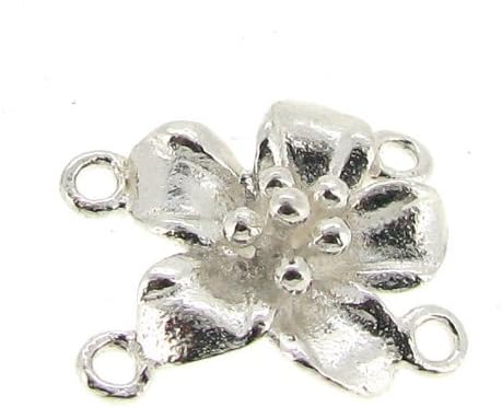 2 pcs .925 Sterling Silver Flower 2 Strand Link Connector Bead 12mm / Findings/Bright