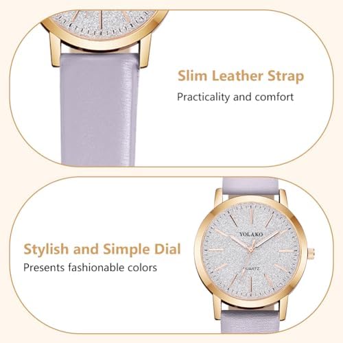 Stylish Women's Leather Quartz Watch with Starry Dial - Image 4