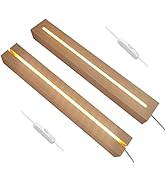 YWNYT 12 Inches Rectangle Display Pedestal, Led Lights Wooden Display Bases Art Lights Display Pe...