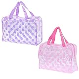 プールバッグ 女の子 おしゃれ 幼稚園 保育園 プールバッグ 男の子 ビニール 保育園 幼稚園 小学生 人気 ビーチバッグ クリアバッグ 透明ビニールPVC トートバッグ 水着 化粧品 防水 大容量 旅行・水泳用品・化粧品・服収納(紫+ピンク)
