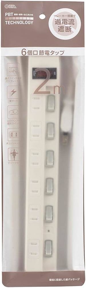 Amazon.co.jp: オーム電機 電源タップ コンセントタップ 節電タップ 雷