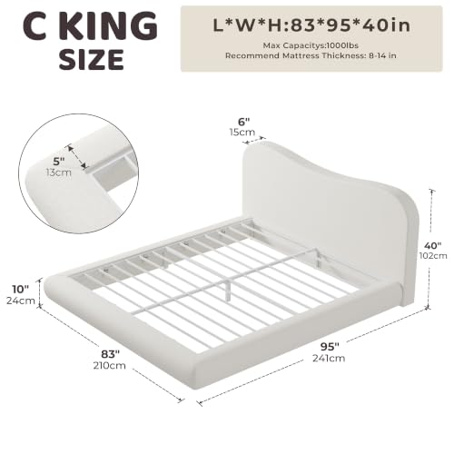 Image of RECCI AirFrame California King Upholstered Bed Frame with Curved Headboard