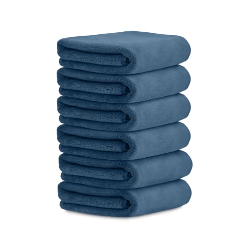 Image of HOUSSE Microfiber Face Towels | Ultra Absorbent, Odour-Free, Quick Dry 450 GSM Face Towel for Home, Gym, Travel, Running & Personal Use | 30x30 cm | Set of 6 in One Colour (Indian Teal, Pack of 6)