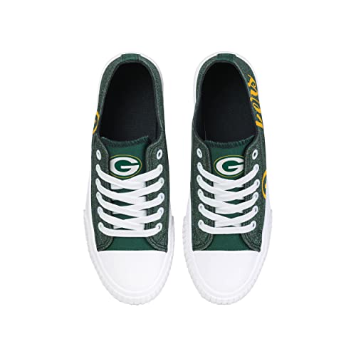 Image of FOCO Womens NFL Team Logo Ladies Fashion Color Glitter Low Top Canvas Sneakers Shoes