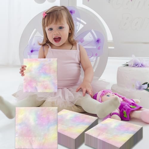 Grehumor 07 Happy Birthday Napkins 40Pcs Pastel Rainbow Napkins Pastel Birthday Disposable Paper Napkins Cocktail Party Supplies thumb #3