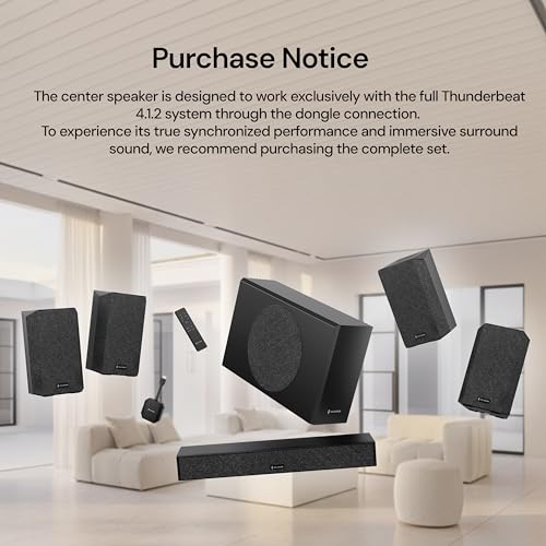 Image of ThunderBeat 4.1.2, Wireless Dolby Atmos Surround Sound System with Subwoofer, 720W Power, 4 Wireless Surround Speaker, 360 Dome Sound, <30ms Latency, Home Theater Sound System for Projectors