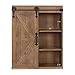 Kate and Laurel Cates Wood Wall Storage Cabinet with Sliding Barn Door; 22 x 9 x 28; Rustic Brown; Decorative Farmhouse Over the Toilet Cabinet with Three Shelves for Bathroom or Kitchen Storage