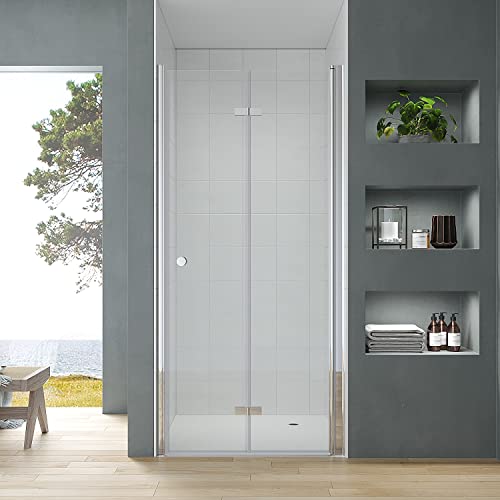 Duschtür Glas Dusche 80 cm breit Falttür Nische ohne Rahmen Nischentür...