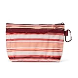 THIRTY-ONE Gifts Clear Clip Pouch, Zipper Pouch with Clear Pouch Pocket and Carabiner Pouch Clip, Sedona Stripe