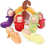 Enjoyin 4 inch Mini Doll Playset Includes 6 Soft Baby Doll and a Pumpkin Storage Bag Realistic Looking Small Baby Dolls Set for Toddlers