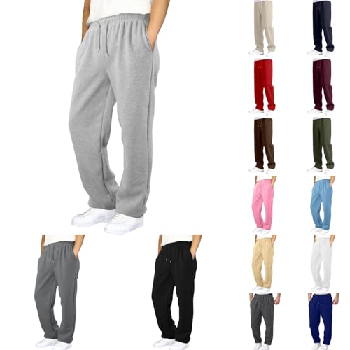 Boys Baggy Sweatpants Straight Leg Open Bottom Elastic Waist Sweatpant with Pockets Athletic Joggers Sweat Pants