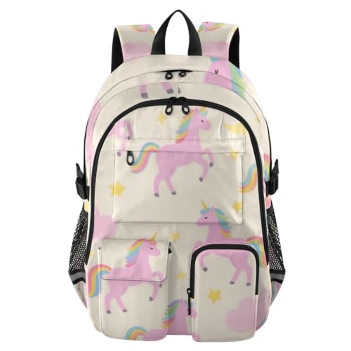 Mochila de viaje grande rosa de unicornio para universidad y portátil de mujer