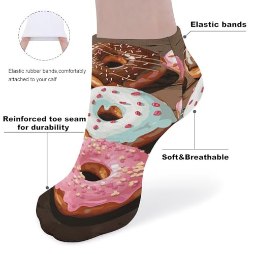 5 Pairs Donuts Low Cut Ankle Socks for Women Men Cushioned Breathable Athletic Sock No Show Socks3