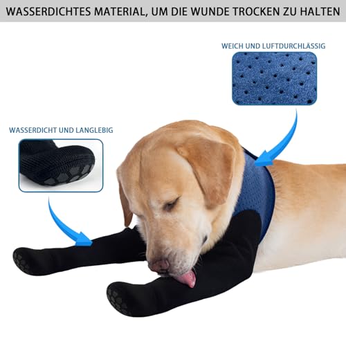COODEO Hundesocken gegen Pfotenlecken | Wasserfeste Pfotenschutzstiefel mit rutschfesten Sohlen zur Wundheilung & Hautschutz (Blau, M)