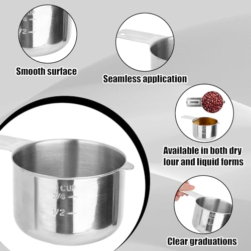Juego de 2 vasos medidores de acero inoxidable 3/4 taza miniatura 4