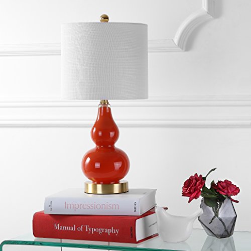 JONATHAN Y JYL1028G Anya 20.5" Mini Glass LED Table Lamp, Transitional, Glam, Midcentury, Modern, Elegant, Office, Living Room, Family Room, Dining Room, Bedroom, Hallway, Foyer, Sunset Orange - Image 3