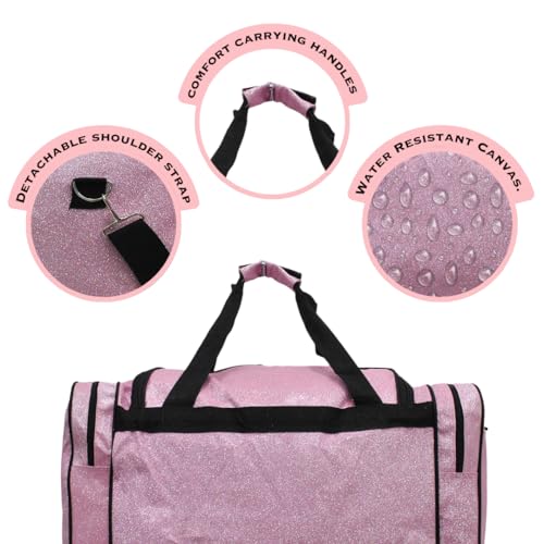 NGIL Canvas 23\" inch Duffle Bag (Pink Glitter) - Thumbnail 5