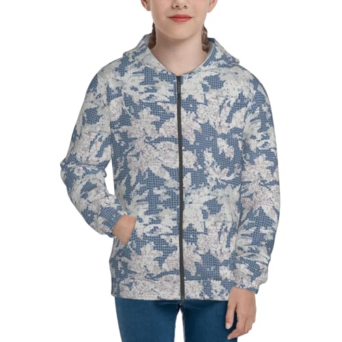 Linen Texture Leaf Kids Pullover Hoodies Boys Zip Up Sweatshirts Girls Athletic Clothes with Pocket3