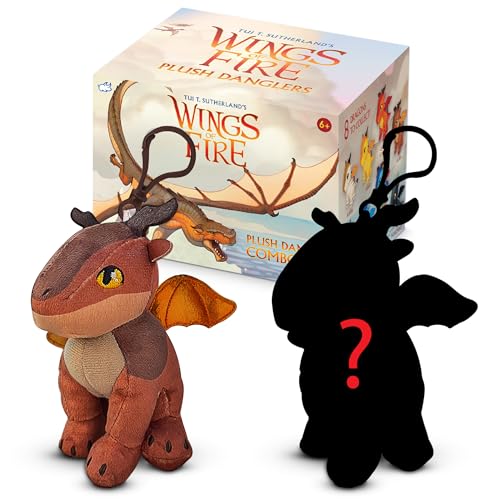 Tui T. Sutherland's - Wings of Fire Dragon Plush Danglers - Clay & Mystery Dragon Combo Box - Soft Stuffed Animal Dangler Toy - Collectible Dragon Plushies for Kids - 2 Dragons Per Box
