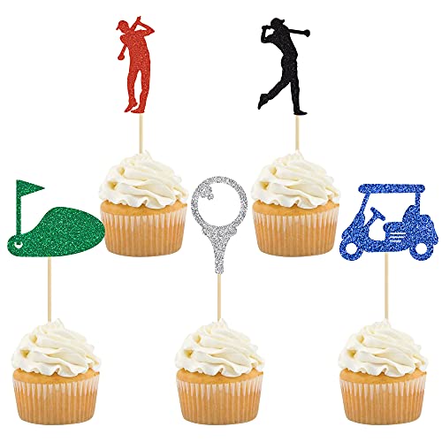 Gyufise 30 Pack Golf Cupcake Toppers Golf Ball Player Cake Decorations Golf Cupcake Picks For Sport Theme Man Boy Girl Birthday Party Supplies #TOP13
