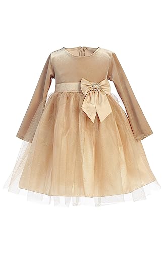 Pink Princess Christmas Dresses for Baby Girls Velvet Dress - Long Sleeve Childrens Holiday Dresses - Toddler Girl Outfits