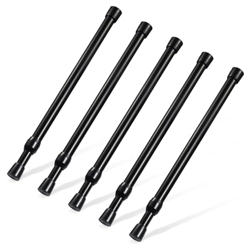 Image of Spring Tension Rod, Goowin Small Tension Rod, 5 /8 inch Diameter No Drilling Expandable Short Tension Rods Spring Rods, Tension Rods for Closet, Cupboard, Hanging Clothes, Black, 5 Pack (12-20 inch)
