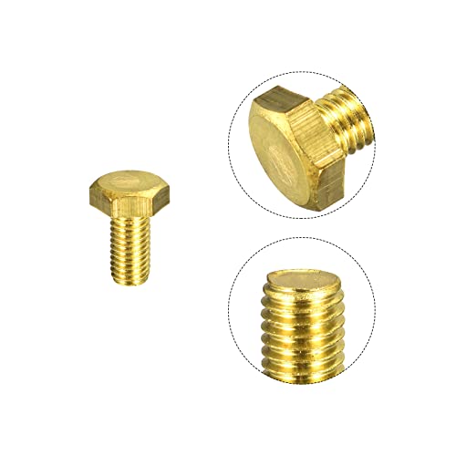Image of uxcell Brass Hex Bolts, M10x20mm 5pcs Fully Thread Grade 4.8 Solid Brass Hexagon Head Bolt Machine Screws for Machinery