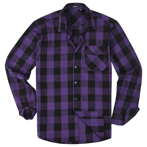 HISDERN Flannel Shirt for Men Casual Mens Flannel Shirts Long Sleeve Plaid Button Down Shirt Regular Fit Fall Winter2
