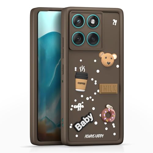 Image of Bintage Ball Bear| Donut| Milk Cake| Baby| Coffee Rubber Case Camera Protection Back Cover Compatible for Motorola Edge 60 Stylus 5G - Brown