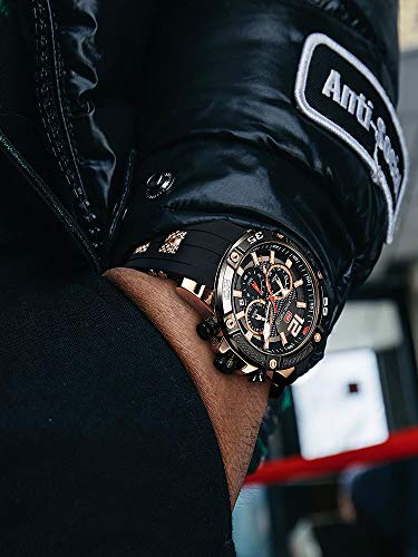 Mini Focus Men Watches Unique Casual Wrist Watches (Chronograph/Waterproof/Luminous/Calendar/24 Hours) Silicon Band Fashion Watches for Men