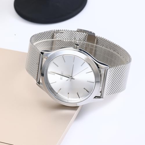 Image of BUREI Men's Wrist Watch, Analog Stainless Steel Dress Waterproof Quartz Watch for Men with Japanese Movement,Refined Gifts for Men, Boyfriend, Husband, Dad