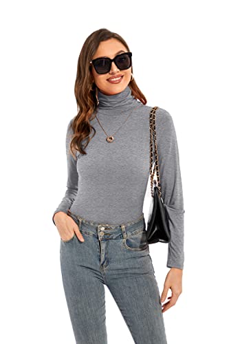 Image of Womens Long Sleeve Turtleneck T-Shirts Casual Lightweight Slim Fit Cozy Base Layer Top