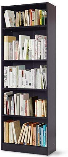 Tangkula 5-Shelf Bookcase Wood 5-Tier Book Shelf Bookshelf Modern Multipurpose Collection Display Storage Shelves Tall Bookcase Black