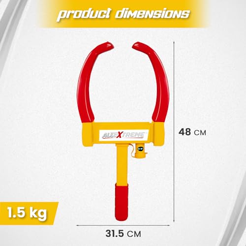 AllExtreme CQ6994B Heavy Duty Anti Theft Wheel Lock Clamp Anti-Theft Towing Parking Boot Tire Claw Adjustable for Auto Car Truck with Two Keys