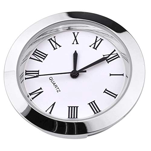 1-1/2 Inch (37 Mm) Round Quartz Clock Insert With Roman Numerals Fit 35 Mm Diameter Hole (Silver Bezel) #TOP3