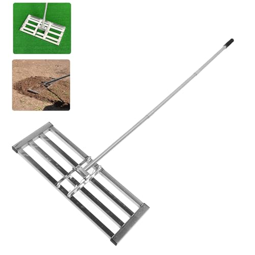 Lawn Leveling Rake 30x10 Inch, Lawn Leveler Tool with Stainless Steel Handle Rakes for Lawns Heavy Duty Landscape Rake for Backyard Garden Course Farm Pasture