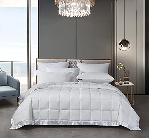 Beautyrest Tencel/Cotton Oversize Light Warmth White Down Blanket With Silky Flange Binding, 650 Fill Power #TOP13