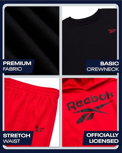 Reebok Boys Sweatsuit Set - 3 Piece Athletic Pullover Hoodies Sweatshirt Jogger Sweatpants & T-Shirt for Boys (8-14)3