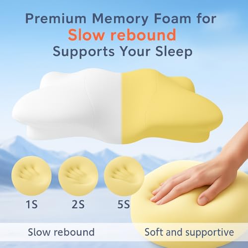 Dual-Height Cervical Neck Pillow for Pain Relief, Memory Foam Pillows with Cooling Tech -3D Ergonomic Support, Cooling Cover, for Side/Back/Stomach Sleeper Pillow, Minimalist Style - White image 5
