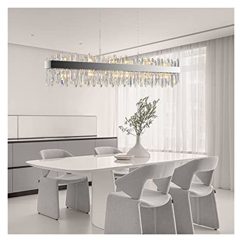 Lustre moderno plateado de cristal con luz cálida para isla de cocina de 120 cm