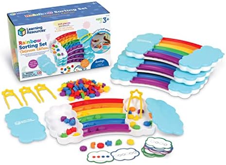 Learning Resources Rainbow Sorting Set Classroom Edition, Toddler Learning Toys, Baby Toddler Toys, Learning & Education Toys, 144 Pieces Ages 3+