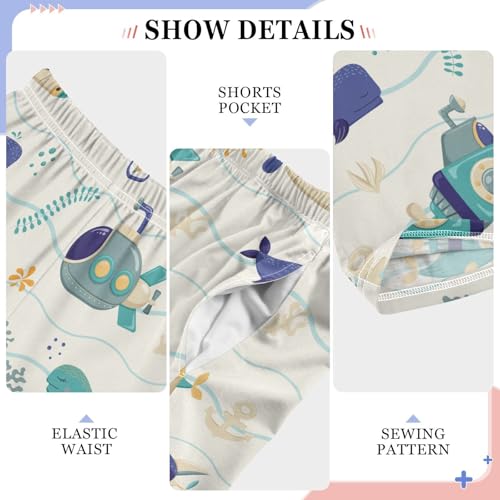 ZZXXB Submarine and Octopus Boys Long Pants Soft Trousers Elastic Waist Kids Lounge Bottoms with Pockets S-XL4