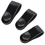 [タバラット] コードクリップ ロング ケーブルクリップ バンド 本革 日本製 クリップ (ブラック 3個セット)