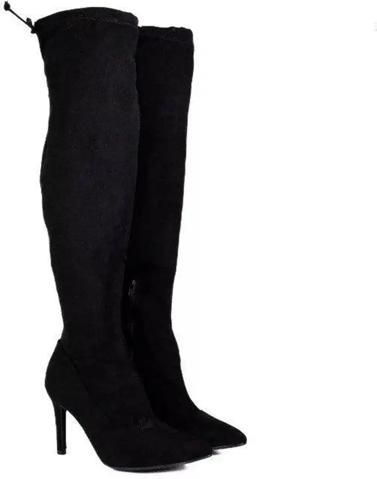 Bota Over The Knee Preta Vizzano 36 – Camurça, Salto Alto e Elegância