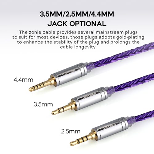 Image of Linsoul Tripowin Zonie 16 Core Silver Plated Cable SPC Earphone Cable for 7hz Zero Dioko Timelesss AE TINHIFI T2 T3 PLUS Wan'er Cadenza KZ AS10 QKZ HBB Tripowin Mele Olina (2pin-0.78mm, 4.4mm, Violet)