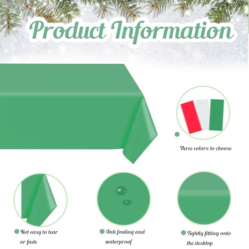 Image of CIEOVO 12 Pcs Plastic Tablecloths, Disposable Rectangle Red White Green 54 x 108 Inch Waterproof Table Covers for Christmas Birthday Party Festival Party Decorations